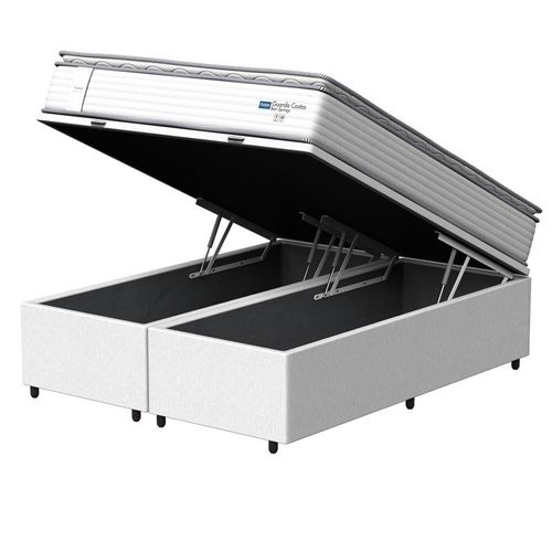 Kit Box Baú Bipartido Queen + Colchão Mola Ensacada Probel Bari