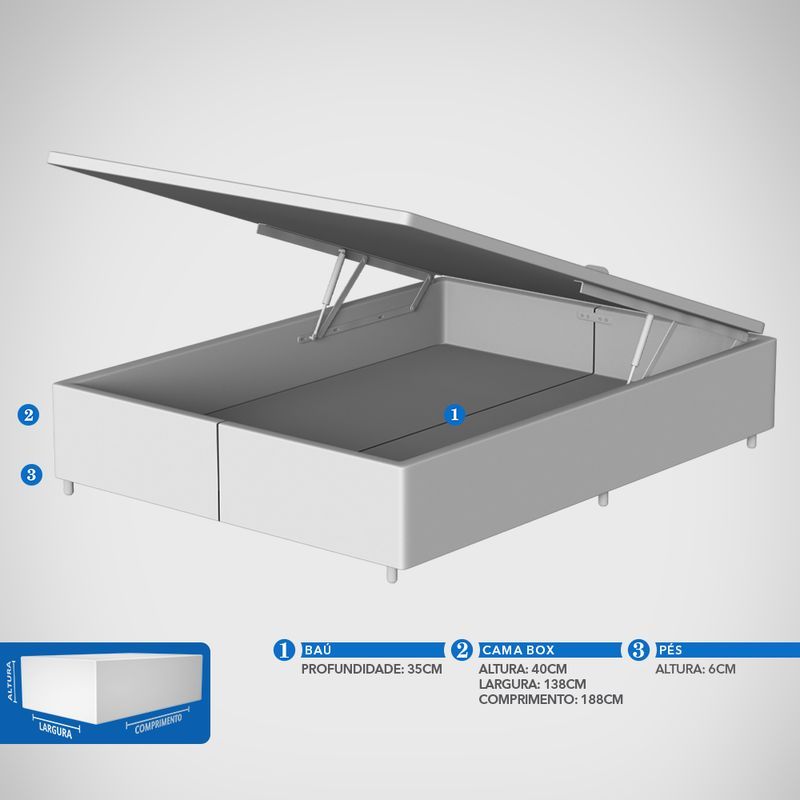 Box Baú Casal Bipartido Probel Luxo Jacquard-1765827170016